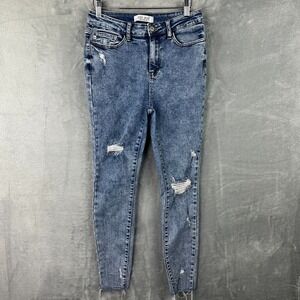 judy blue womens skinny jeans blue acid washed distressed denim 5/27